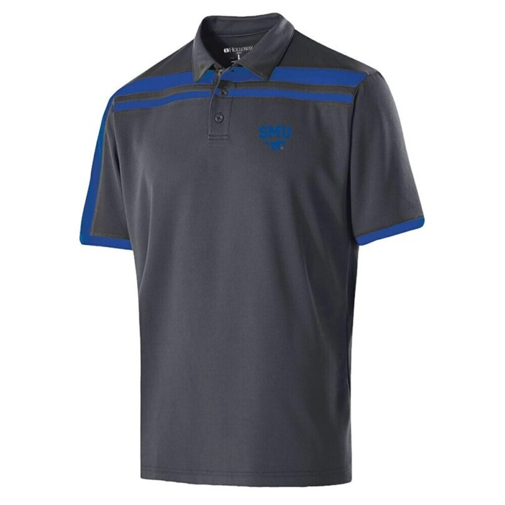 NCAA SMU Mustangs Mens Size Small Charge Short Sleeve Golf Polo Carbon Royal - Picture 1 of 5
